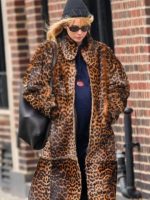 NYC 2025 Jennifer Lawrence Leopard Print Fur Coat - Image 2