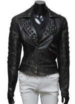 X-Men Apocalypse Jennifer Lawrence Studded Black Leather Jacket - Image 2
