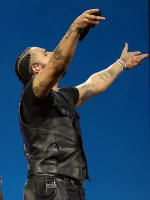Drake Wireless Festival 2025 Black Hawk Leather Vest - Image 2
