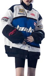 Retro Racing Jacket Letterman Baseball Bomber Varsity Jacket