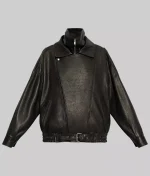 Hailey Bieber Oversized Leather Jacket - Image 2