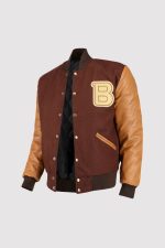 Hotline Miami Brown Letterman Jacket - Image 3