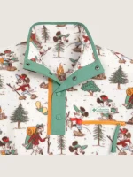 Close-up of Mickey Mouse and Friends pullover design and fabric
