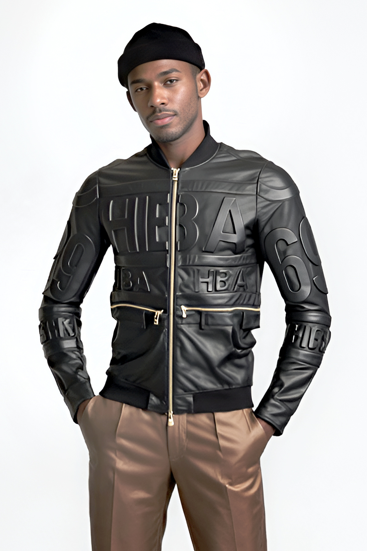 hood-by-air-bomber-style-embossed-leather-hockey-jacket Hood By Air Bomber Style Embossed Leather Hockey Jacket - Image 1