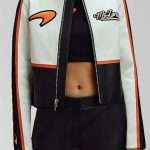 McLaren Racing Vintage Black White Orange Leather Jacket