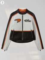 McLaren Racing Vintage Black White Orange Leather Jacket - Image 6