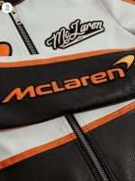 McLaren Racing Vintage Black White Orange Leather Jacket - Image 5