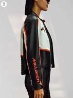 McLaren Racing Vintage Black White Orange Leather Jacket - Image 2