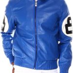8 Ball Blue Leather Hooded Jacket