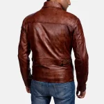 Abstract Maroon Leather Jacket - Image 2
