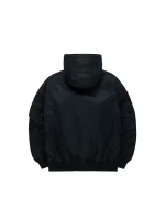 Back view of Alpha Industries L-2B Black Hooded Jacket