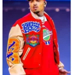 Chris Brown Breezy Bowl XX Red Varsity Jacket