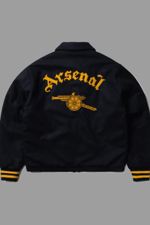 Back view of Arsenal x Aries Wool Bomber Jacket