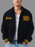 Men Model wearing Arsenal x Aries Wool Bomber Jacket
