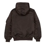 Back view of Alpha Industries L-2B Brown Hooded Jacket