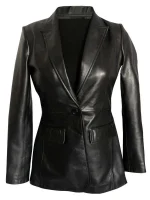 Scarlett Johansson Black Leather Coat from Captain America