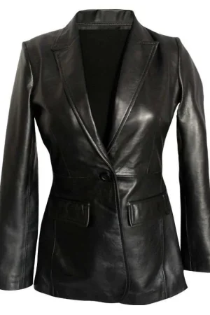 Scarlett Johansson Black Leather Coat from Captain America