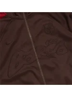 Detailed Close-Up of FC Barcelona Retro Jacket Fabric