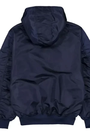 Back View Alpha Industries L-2B Blue Hooded Jacket