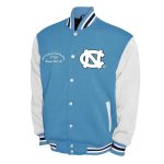 North Carolina Tar Heels Fleece Carolina Blue and White Varsity Jacket