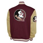 Florida State Seminoles Fleece Garnet and Beige Varsity Jacket - Image 3
