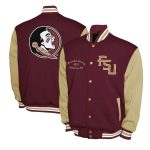 Florida State Seminoles Fleece Garnet and Beige Varsity Jacket - Image 2