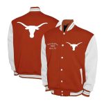 Texas Longhorns Fleece Burnt Orange and White Varsity Jacket - Image 2