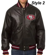 San Francisco 49ers Sf Black Leather Jacket
