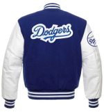 Los Angeles Dodgers Blue and White Letterman Jacket - Image 2