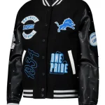 Women’s The Wild Collective Black Detroit Lions Sparkle Full-Snap Varsity Jacket