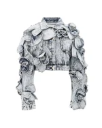 Real Housewives of SLC Meredith Marks Floral Denim Jacket - Image 2