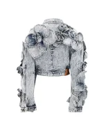 Real Housewives of SLC Meredith Marks Floral Denim Jacket - Image 3