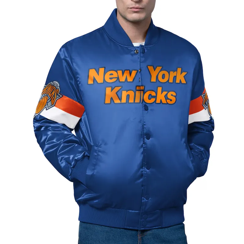 Size-800-x-8004-1 New York Knicks Triple Option Varsity Satin Jacket - Image 1