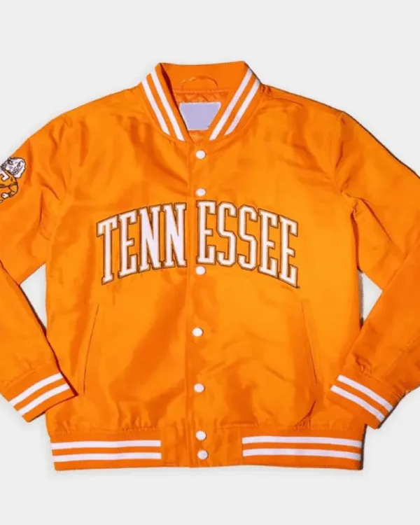 Tennessee-Volunteers-Homefield-Orange-Satin-Bomber-Jacket-600x750.png Tennessee Volunteers Homefield Orange Bomber Jacket - Image 1