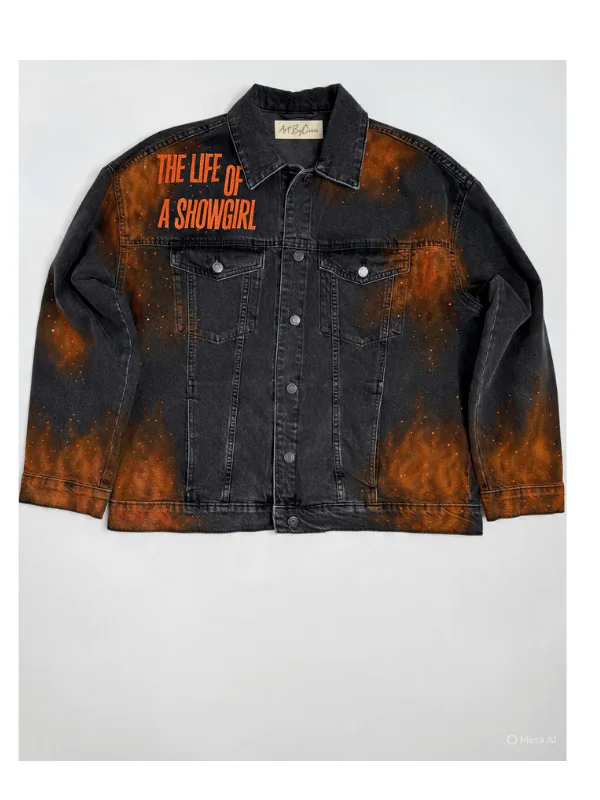 The-Life-Of-A-Showgirl-Hand-Painted-Denim-Jacket-7.png The Life Of A Showgirl Hand Painted Denim Jacket - Image 1