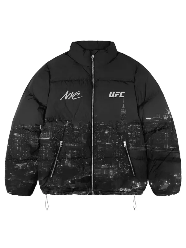 UFC-309-Jones-Vs-Miocic-Black-Puffer-Jacket UFC 309 Jones Vs Miocic Black Puffer Jacket - Image 1