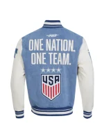 US Soccer 2025 Blue Denim Varsity Jacket - Image 2