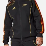 Arsenal X NTS Gold Logos, Red-Orange Adidas Three Stripes Sleeve Black Zipper Track Jacket