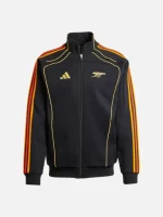 Arsenal X NTS Gold Logos, Red-Orange Adidas Three Stripes Sleeve Black Zipper Track Jacket