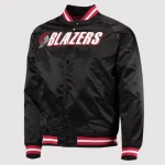 Black Portland Trail Blazers Throwback Wordmark Satin Jacket