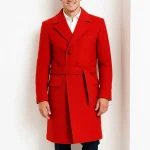 Men’s Red Belted Wool Coat