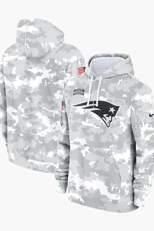2024 New England Patriots Arctic Camo Salute to Service Hoodie