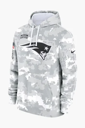 2024 New England Patriots Arctic Camo Salute to Service Hoodie