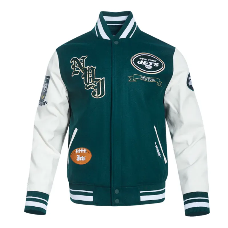 new-york-jets-prep-varsity-jacket NY Jets Prep Varsity Wool/Leather Jacket - Image 1
