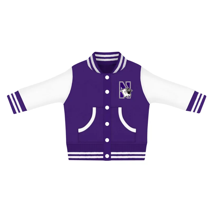 northwestern-university-wildcats-purple-and-white-varsity-jacket Northwestern University Wildcats Purple and White Letterman Jacket - Image 1