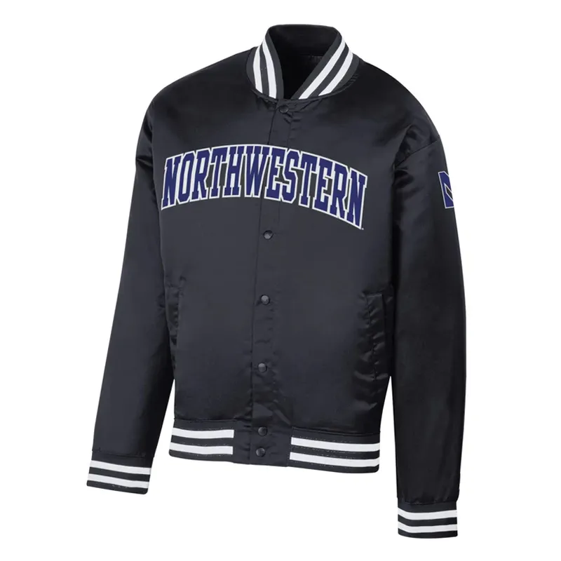 northwestern-wildcats-champion-black-bomber-jacket Northwestern Wildcats Champion Bomber Black Jacket - Image 1