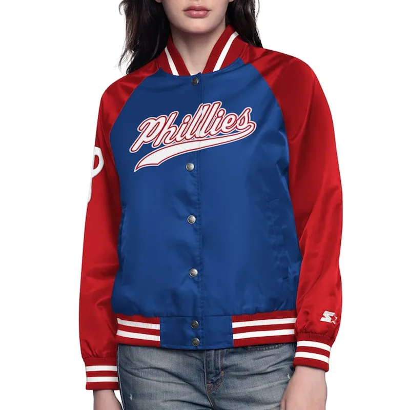 philadelphia-phillies-home-run-jacket Royal/Red Philadelphia Phillies Home Run Varsity Satin Jacket - Image 1