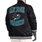 San Jose Sharks Adaptive Bold Logo Varsity Satin Jacket - Image 2