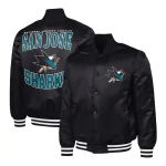 San Jose Sharks Adaptive Bold Logo Varsity Satin Jacket - Image 3