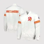 The Power Tampa Bay Buccaneers White Satin Varsity Jacket